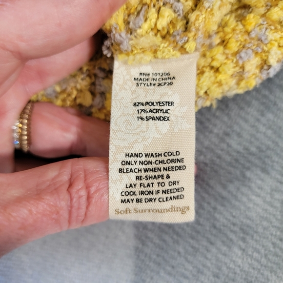 Soft Surroundings Yellow Gray Marled Textured Knit Sweater Size Medium - Picture 8 of 10